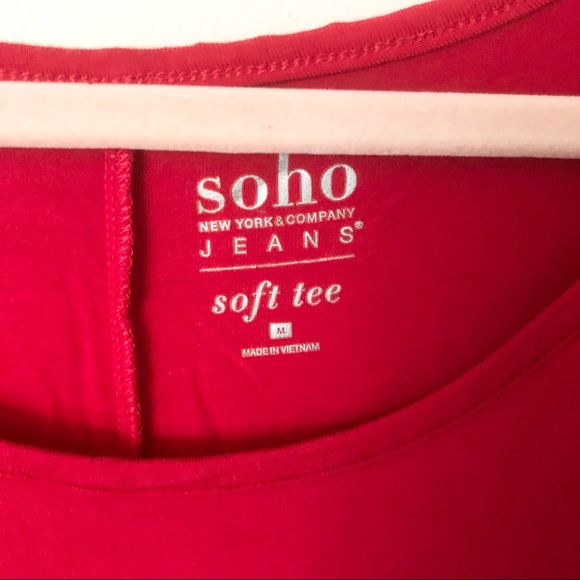 Soho New York & Company Red Strappy Open Long Sleeve Soft Tee Top - Picture 4 of 8
